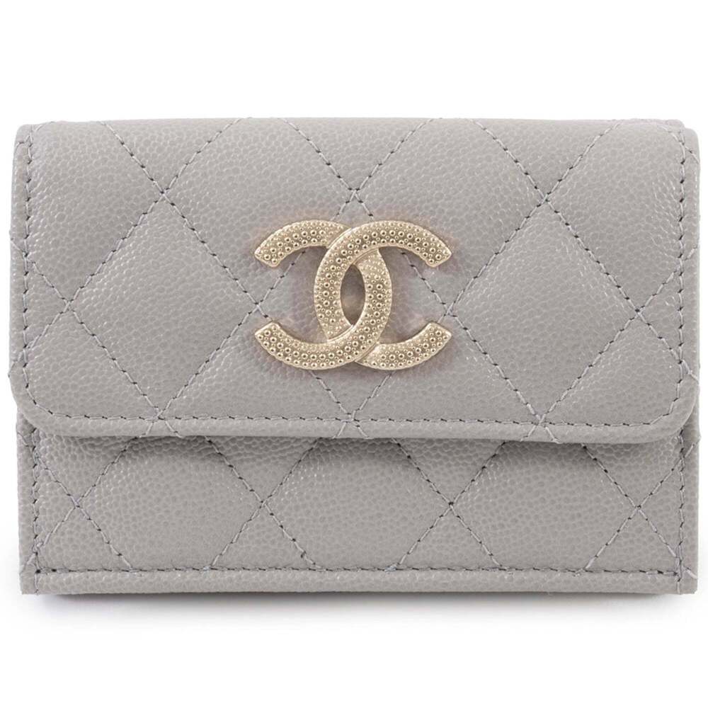 CHANEL Gray Caviar Leather Wallet - Picture 2 of 16